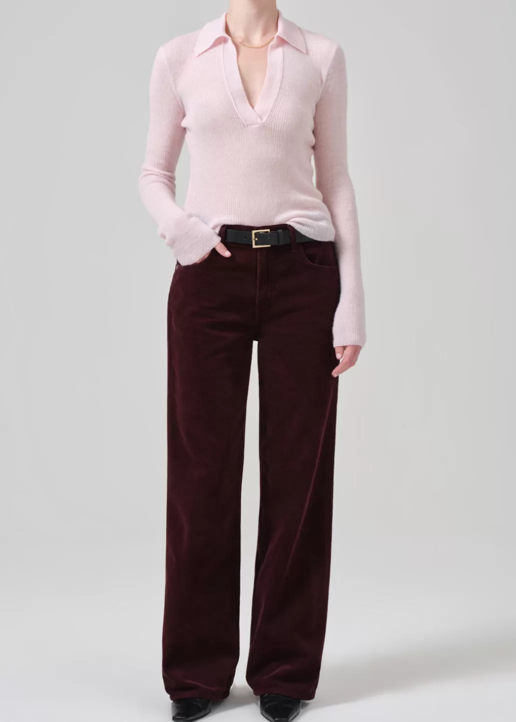 Citizens Of Humanity Annina High Rise Wide Leg 30" Corduroy Bordeaux Cheap