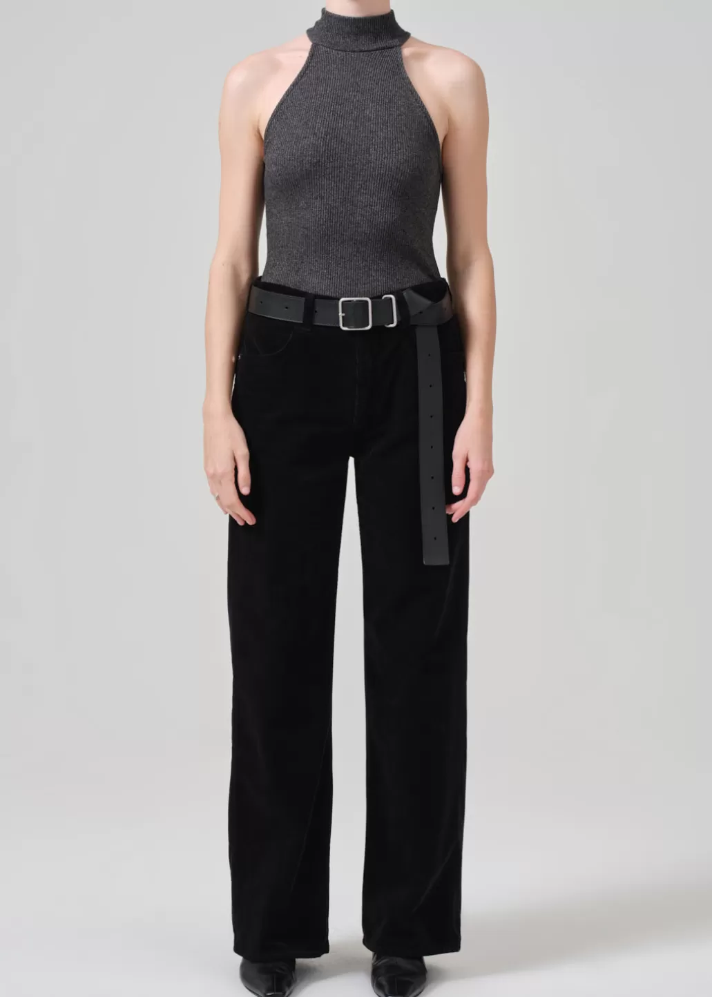 Citizens Of Humanity Annina High Rise Wide Leg 30" Corduroy Black Best