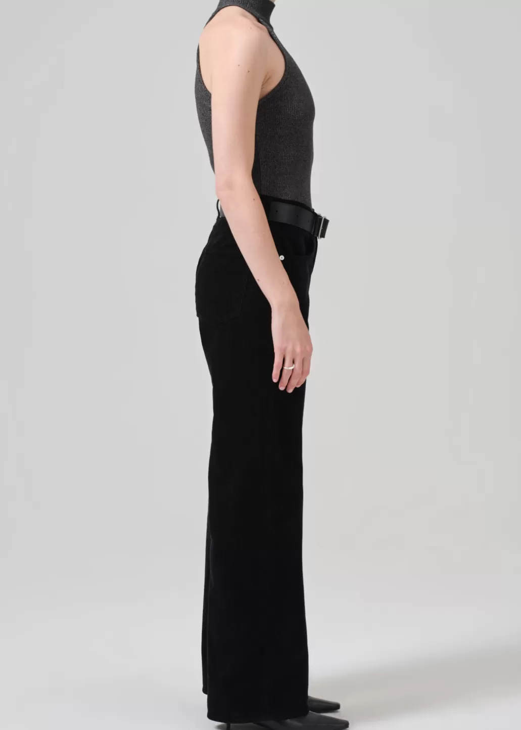 Citizens Of Humanity Annina High Rise Wide Leg 30" Corduroy Black Best