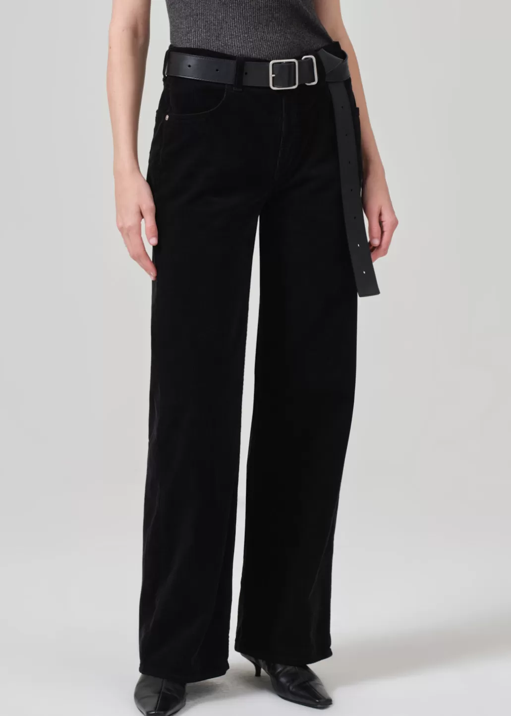 Citizens Of Humanity Annina High Rise Wide Leg 30" Corduroy Black Best
