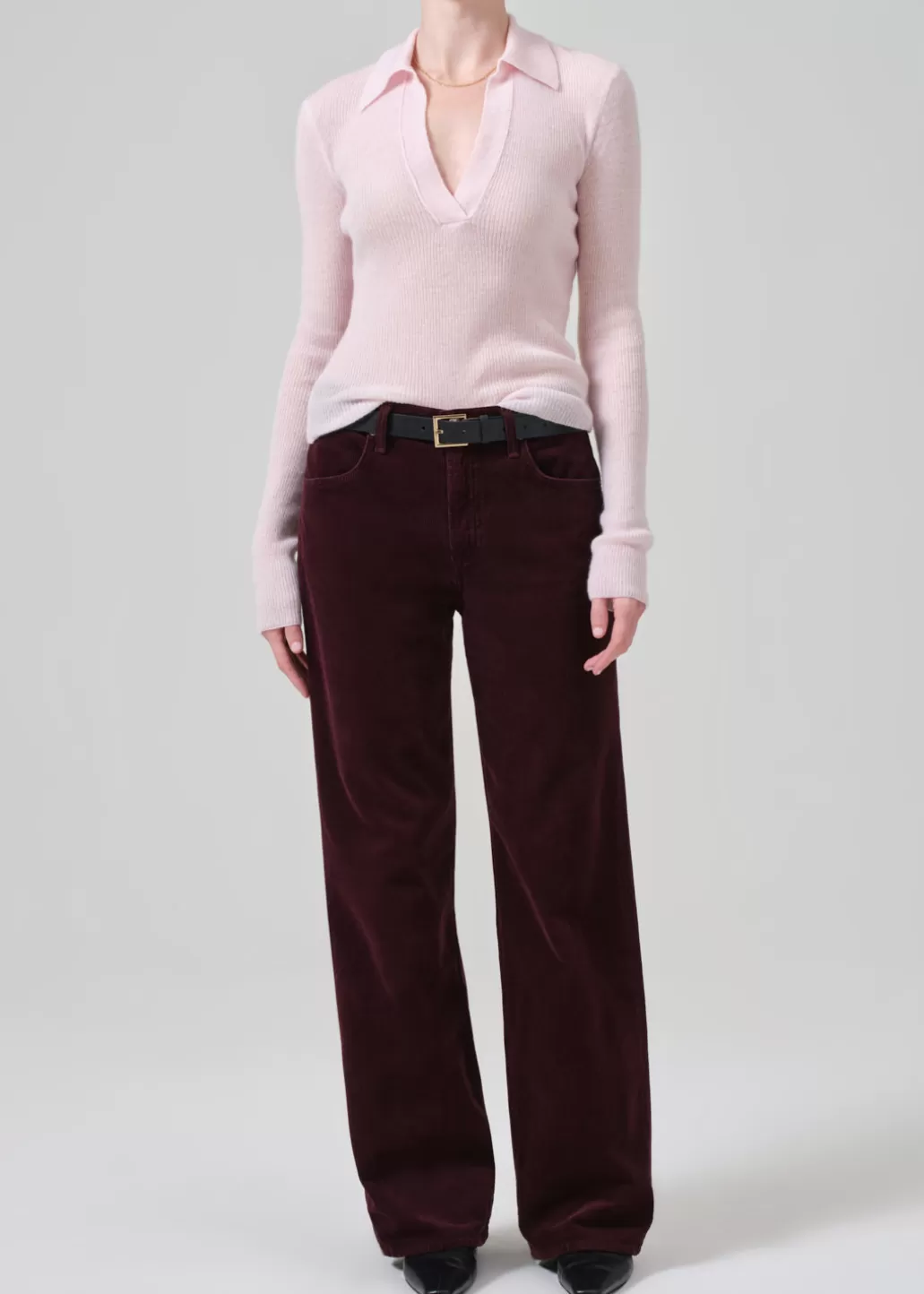 Citizens Of Humanity Annina High Rise Wide Leg 33" Corduroy Bordeaux Sale