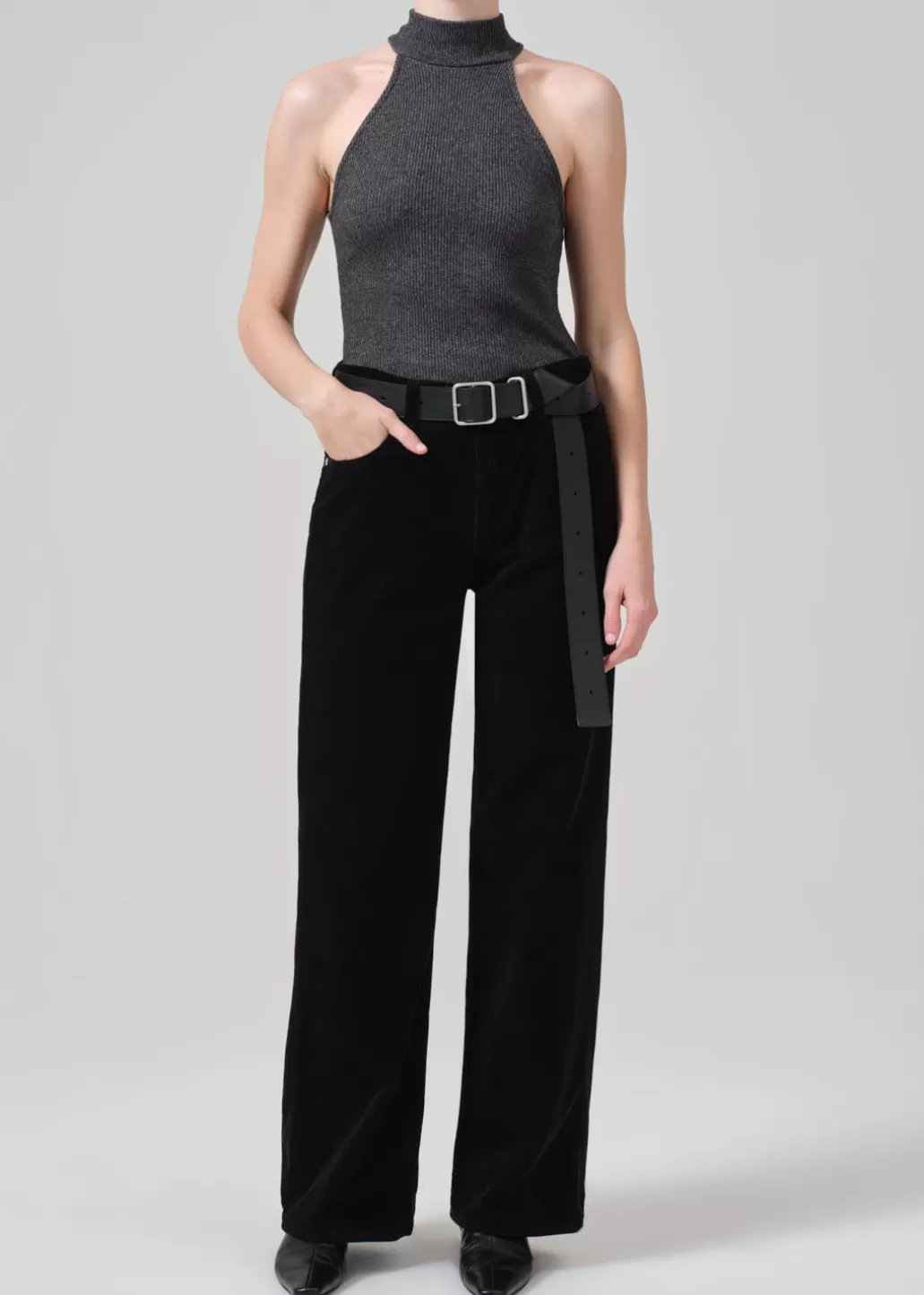 Citizens Of Humanity Annina High Rise Wide Leg 33" Corduroy Black Shop