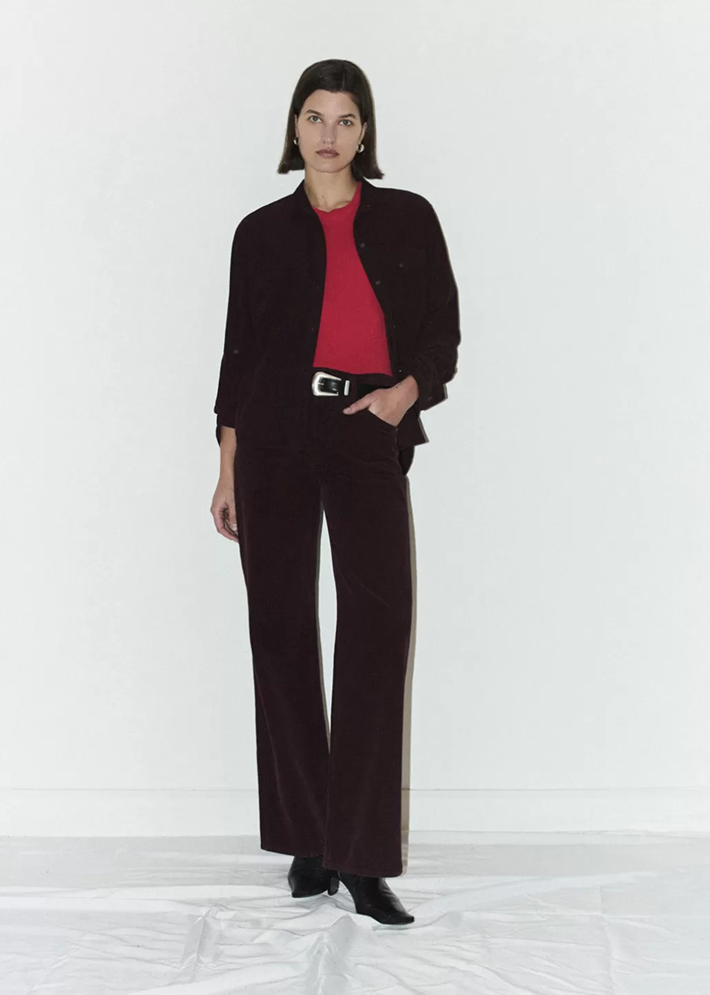 Citizens Of Humanity Annina High Rise Wide Leg 33" Corduroy Bordeaux Sale