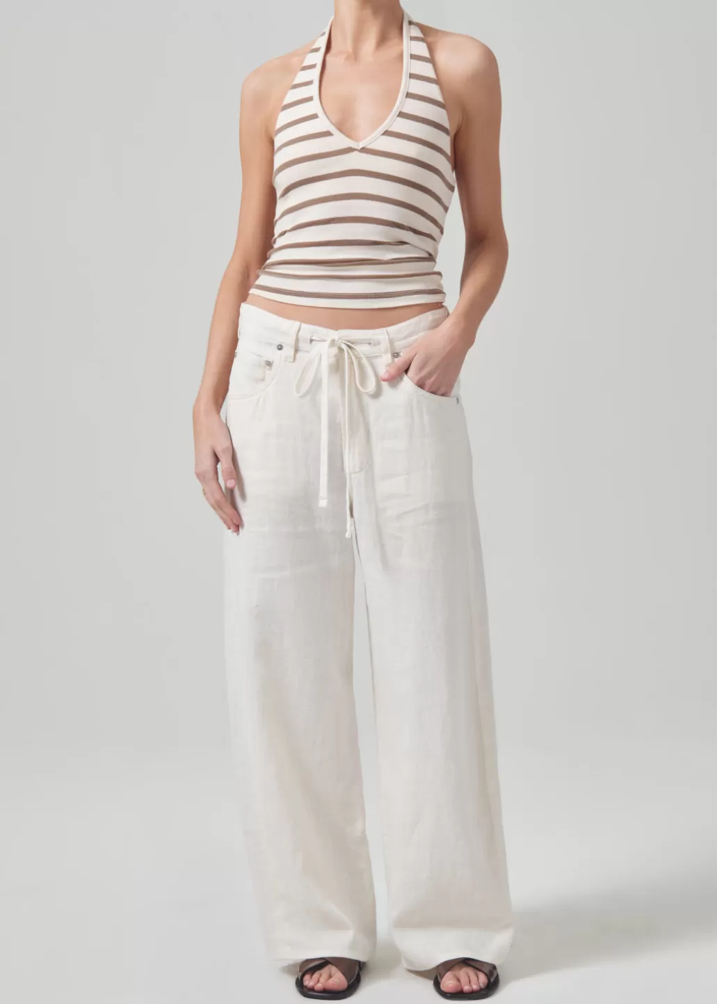 Citizens Of Humanity Brynn Drawstring Linen Trouser Vanilla Clearance