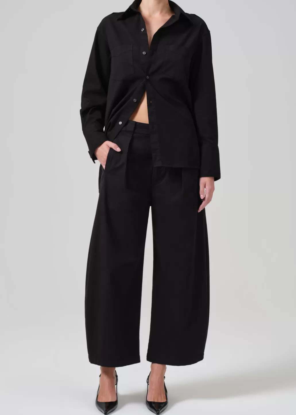 Citizens Of Humanity Cara Cropped Pleated Trouser Black Clearance