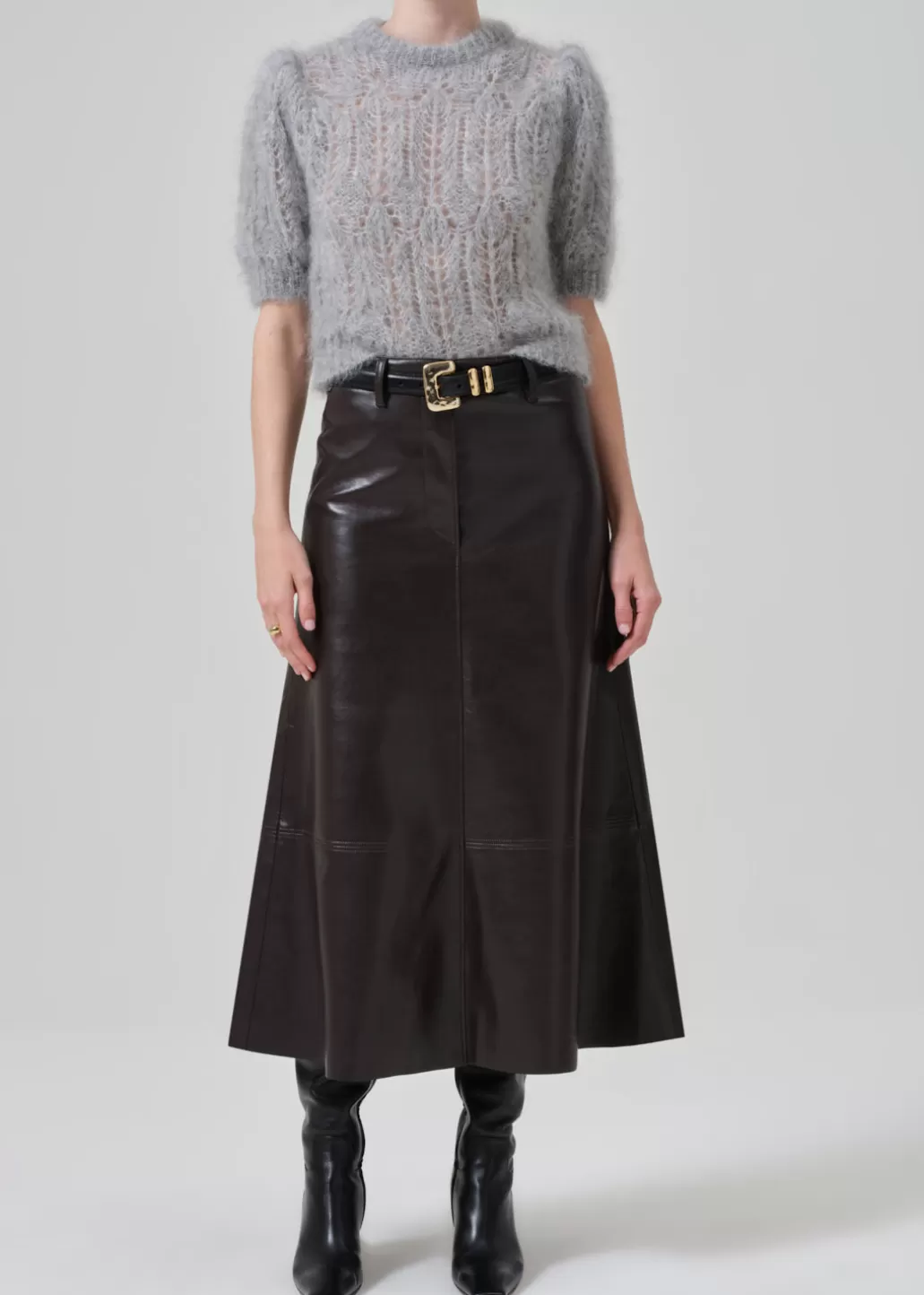 Citizens Of Humanity Cassia Leather Skirt Chocolate Dark Brown Discount