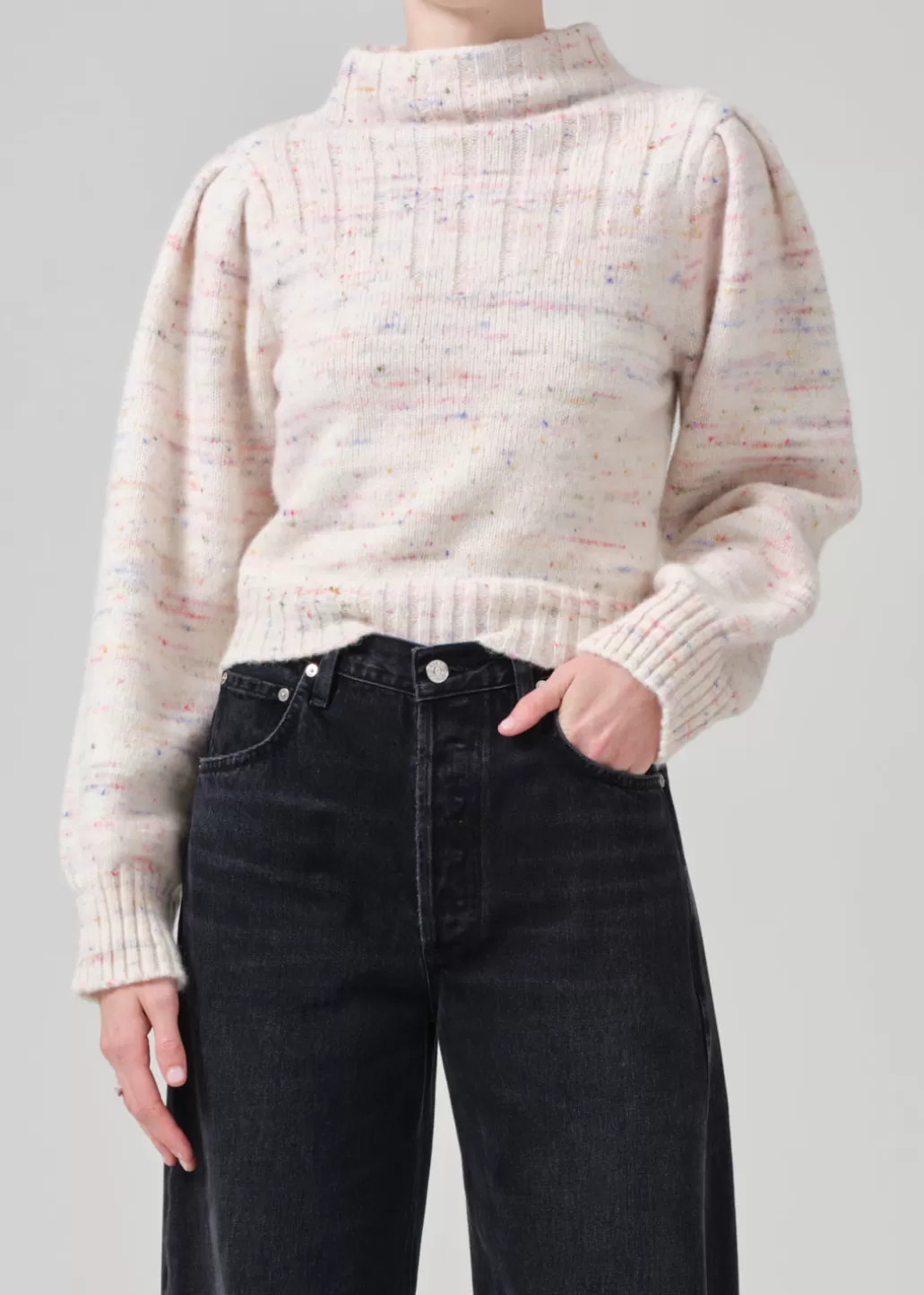 Citizens Of Humanity Claudia Turtleneck Puff Sleeve Confetti Marl Online