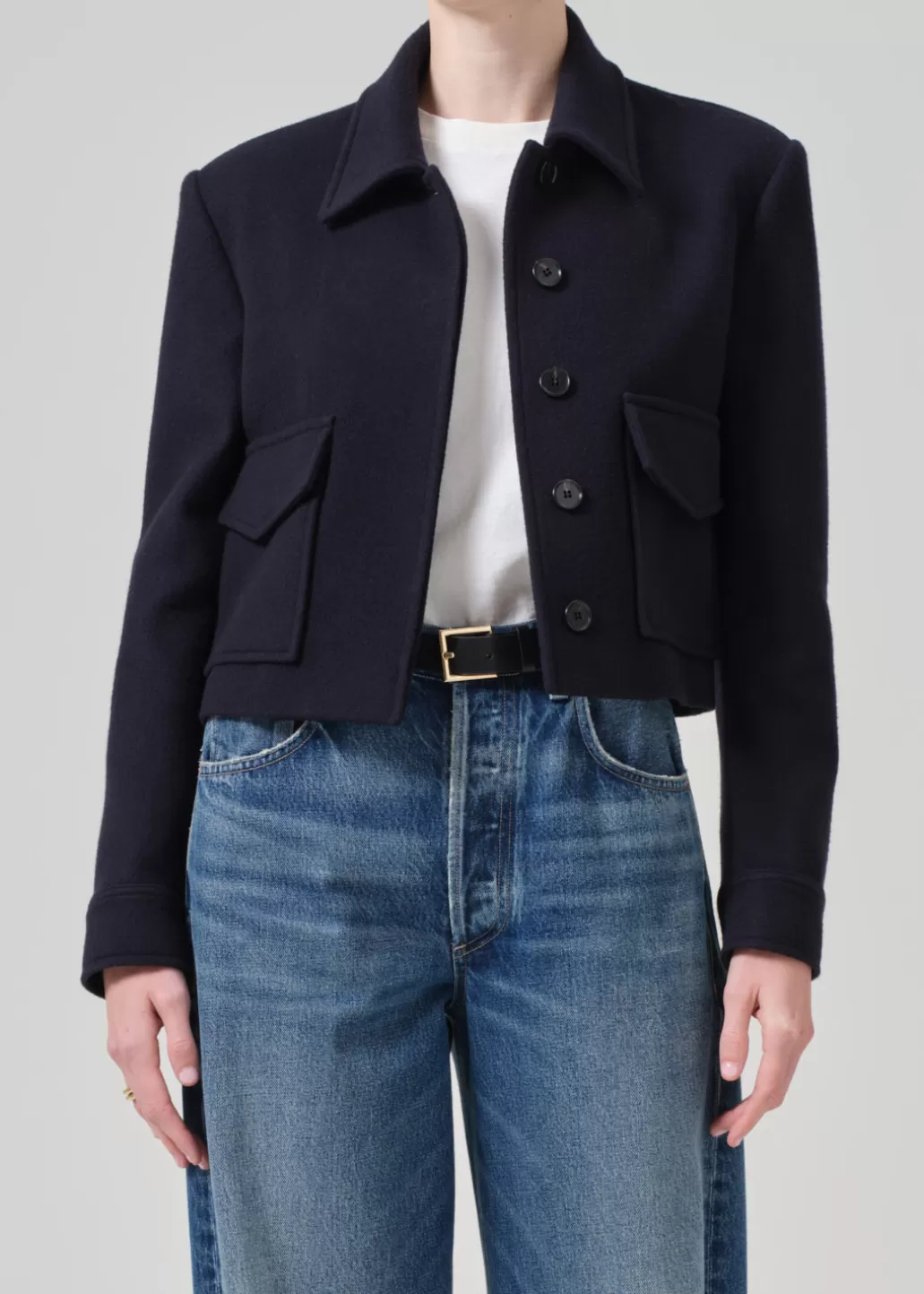 Citizens Of Humanity Corina Cropped Boxy Jacket Navy Store