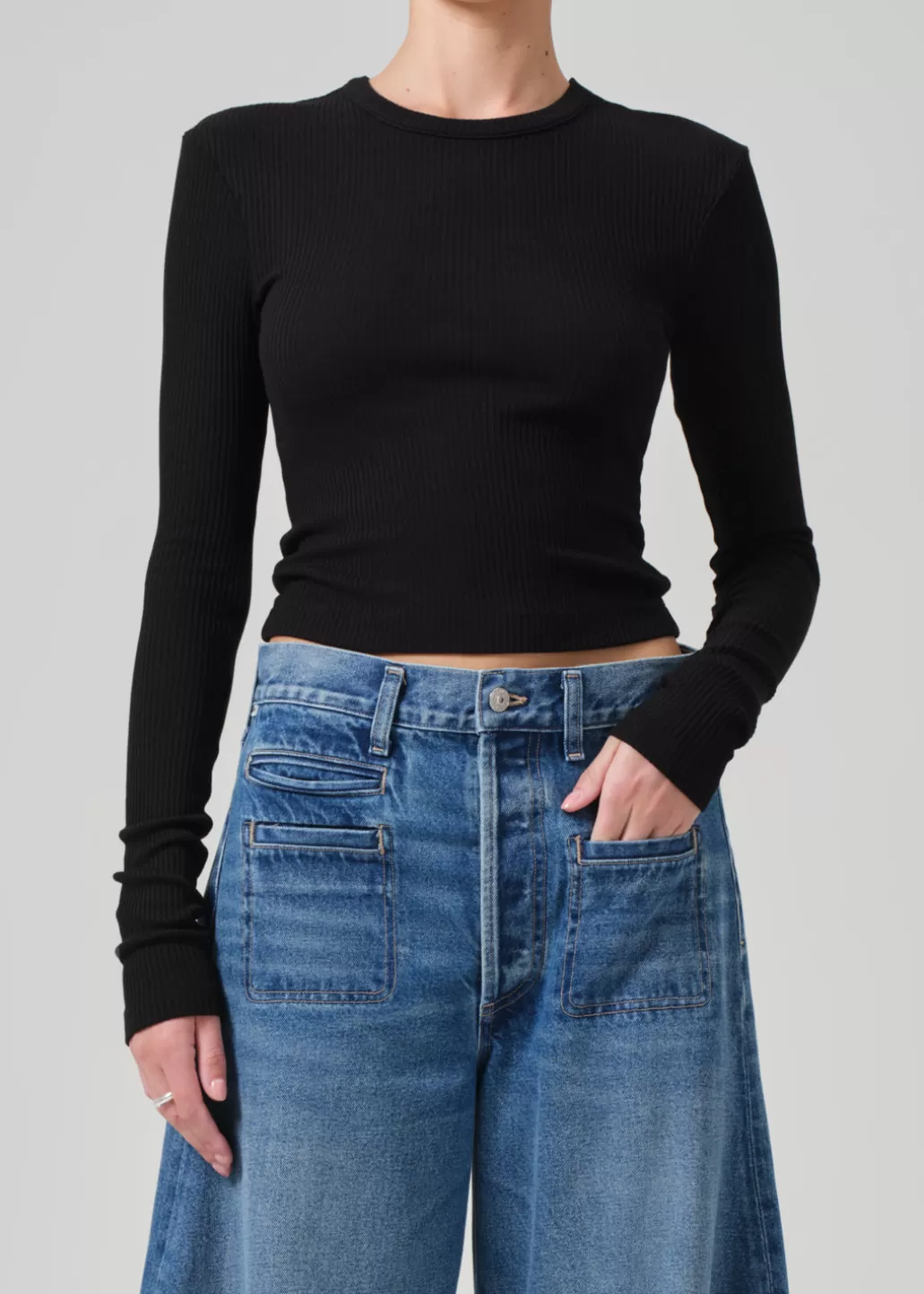 Citizens Of Humanity Cropped Faena Crewneck Black Clearance