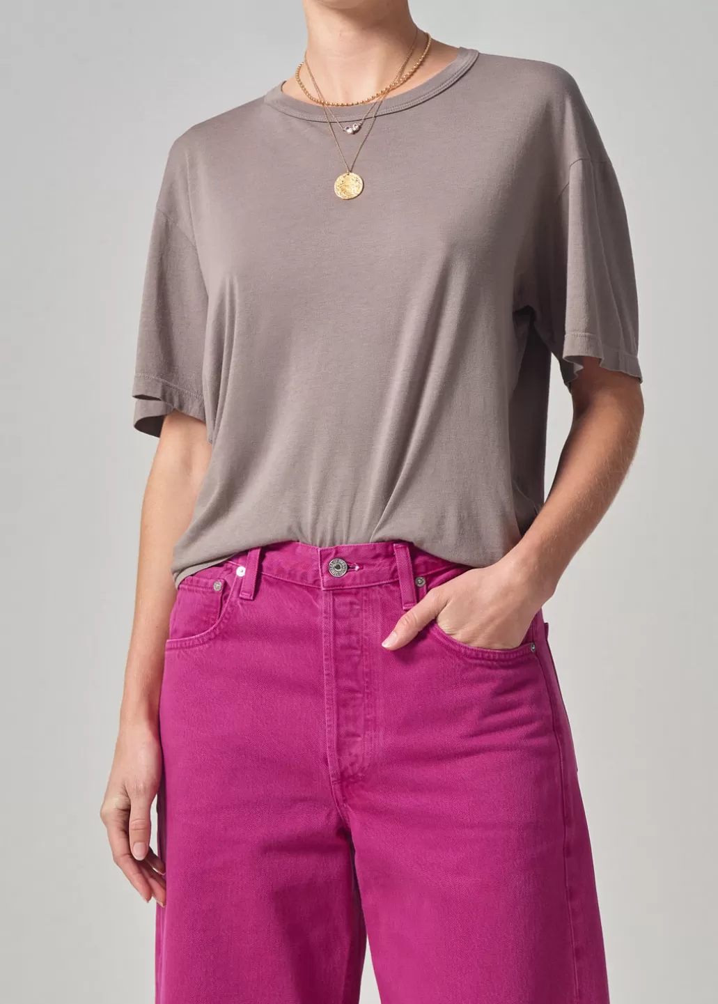 Citizens Of Humanity Elisabetta Relaxed Tee Taupe Cheap