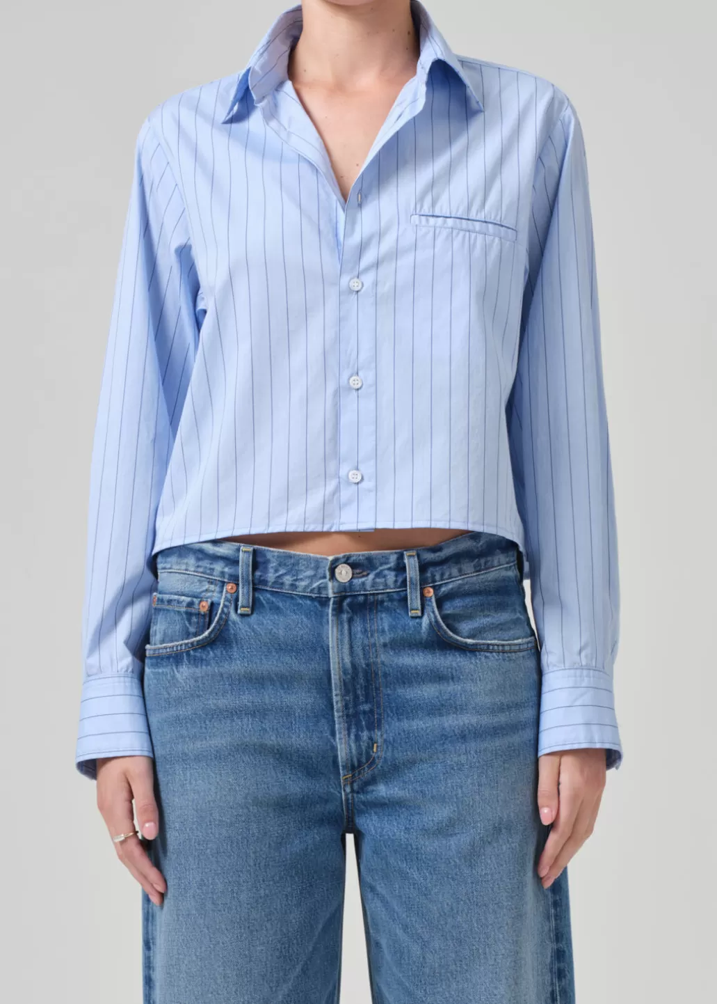 Citizens Of Humanity Fino Cropped Shirt Ellis Stripe Cheap