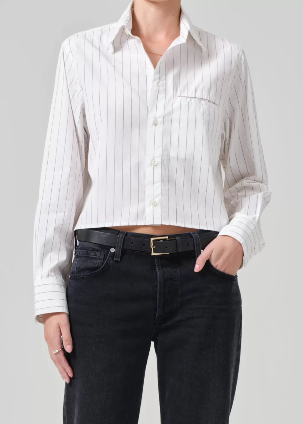 Citizens Of Humanity Fino Cropped Shirt Clove Stripe Cheap