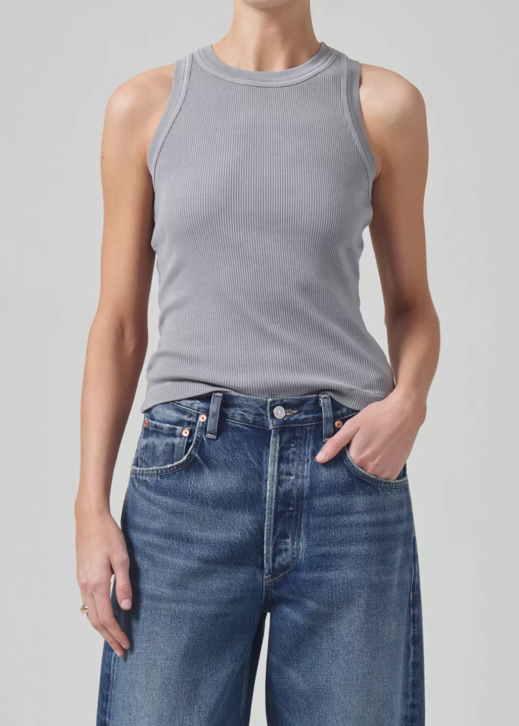 Citizens Of Humanity Isabel Rib Tank Cyclone Grey Sale