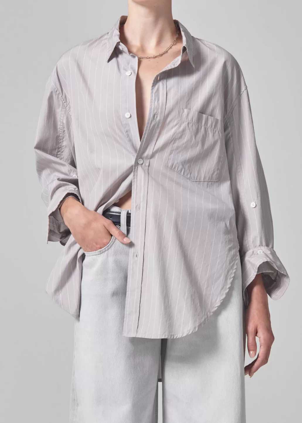 Citizens Of Humanity Kayla Shirt Tailor Grey Stripe Best Sale