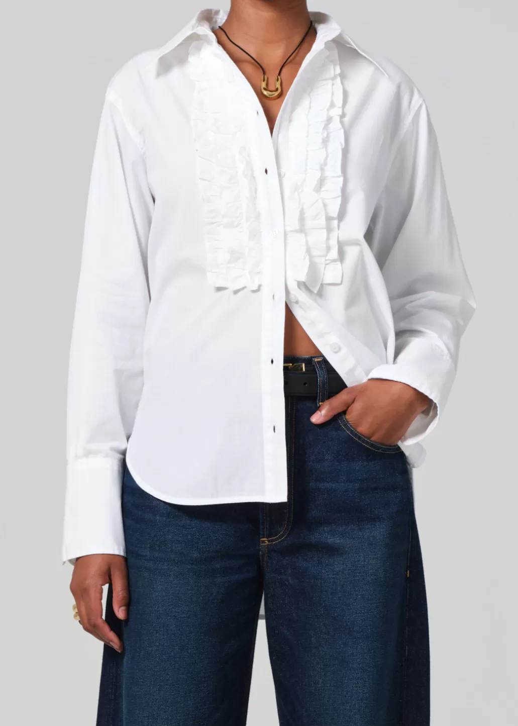 Citizens Of Humanity Ruffle Tuxedo Shirt White Cheap