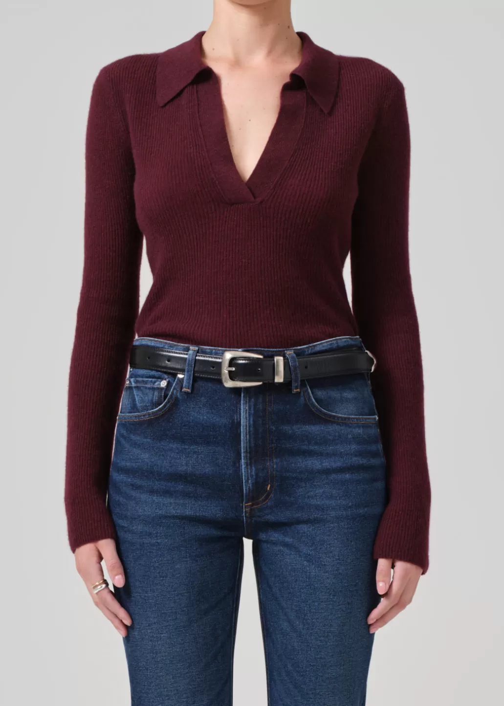 Citizens Of Humanity Simone Polo Sweater Burgundy Sale