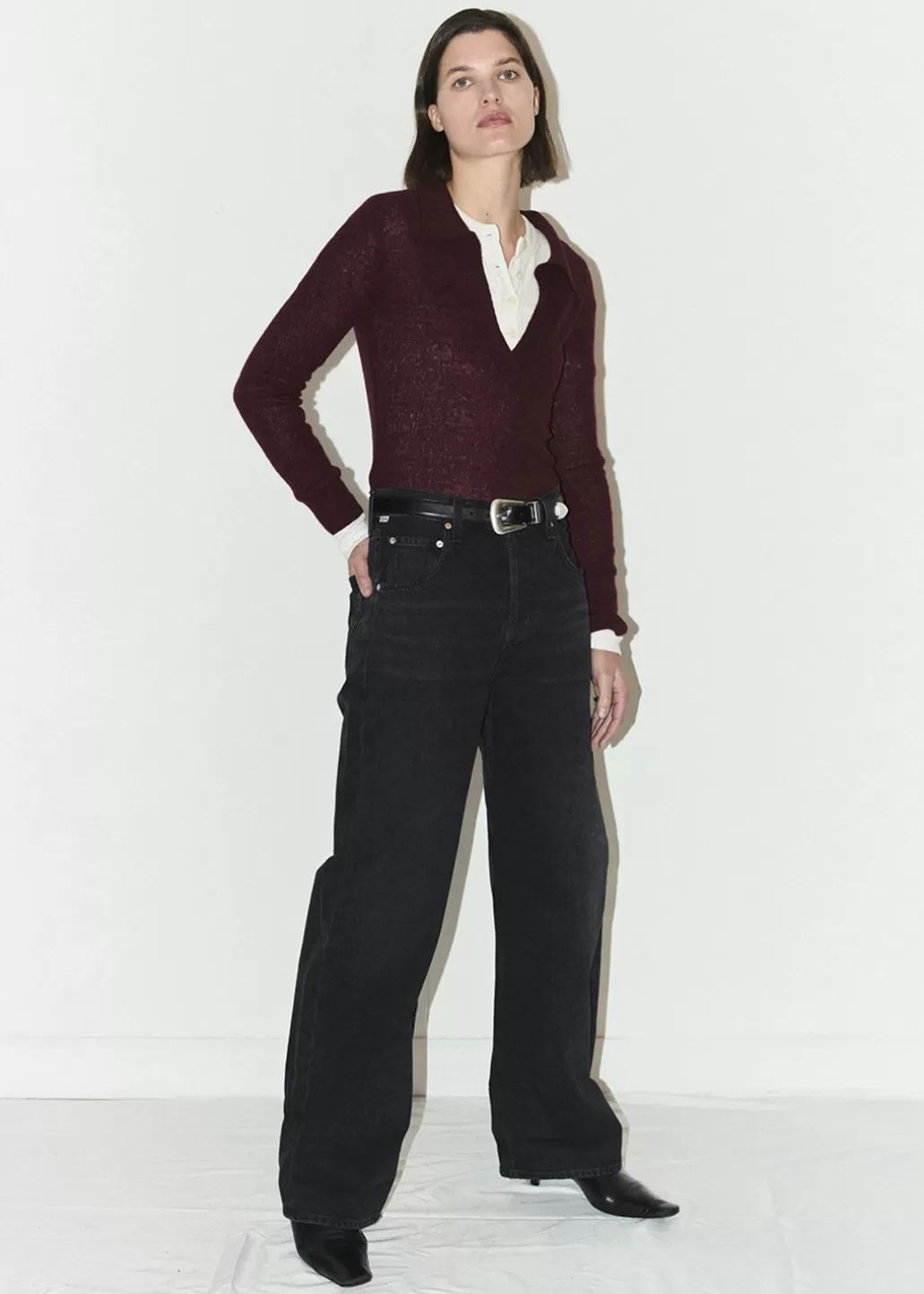 Citizens Of Humanity Simone Polo Sweater Burgundy Sale